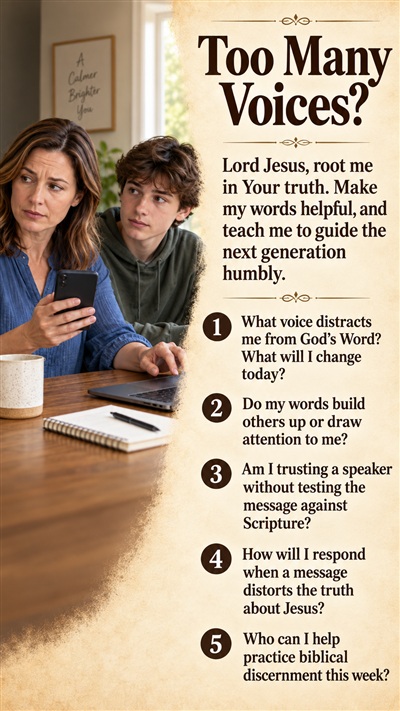 Too Many Voices? — September 28, 2026 Heart Examination: a prayer and five questions on testing voices by Scripture.