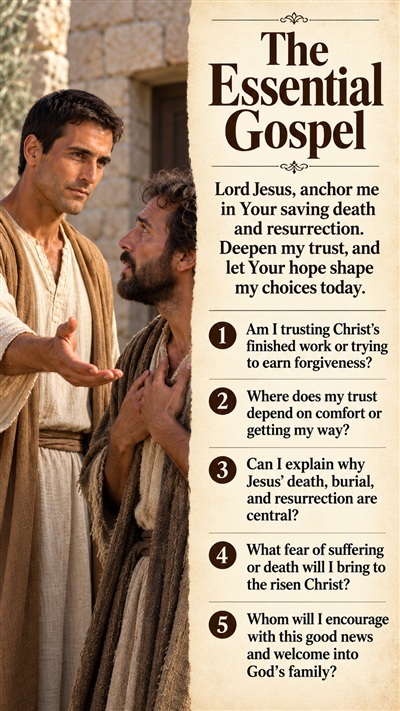The Essential Gospel — September 29, 2026 Heart Examination: a prayer and five questions about trusting Christ and His resurrection.