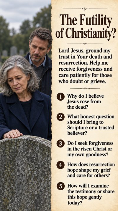 September 30, 2026 — The Futility of Christianity? Heart Examination: five questions about resurrection faith, forgiveness, grief, and sharing hope.